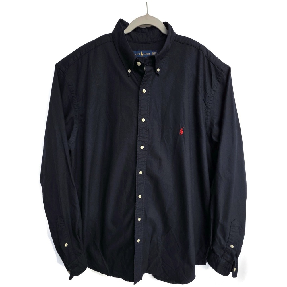 Polo Ralph Lauren Mens Deep Navy Blue Cotton Button Down Shirt XLT